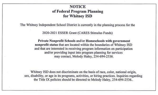 Federal Program Planning Notice 